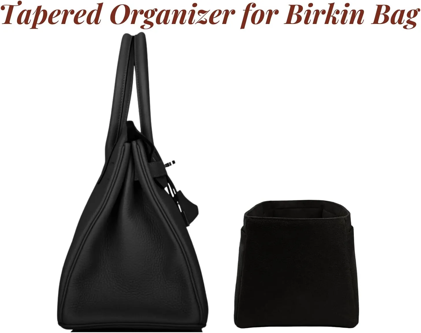 Purse organizer insert for Birkin 30, Bag Handbag, Faux Suede Soft and Smooth Lightweight Fits Perfectly Sturdy Gift Ideas for Women (Orange SBK30)