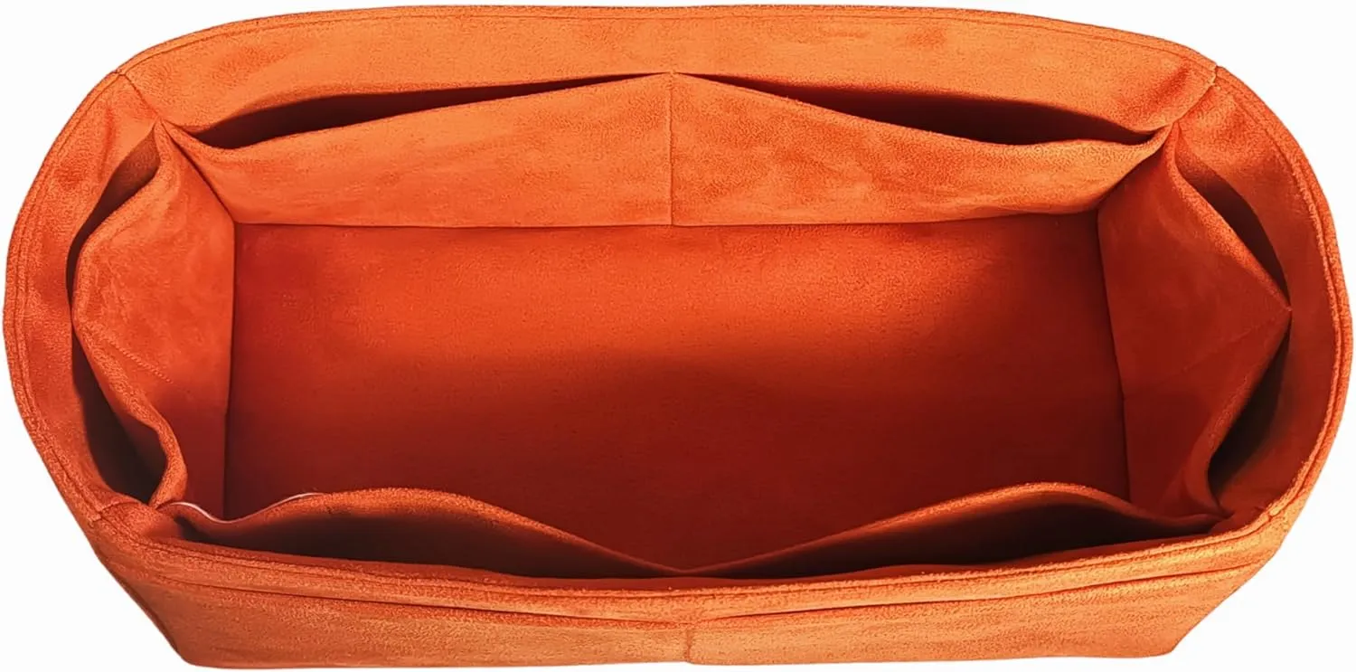 Purse organizer insert for Birkin 30, Bag Handbag, Faux Suede Soft and Smooth Lightweight Fits Perfectly Sturdy Gift Ideas for Women (Orange SBK30)