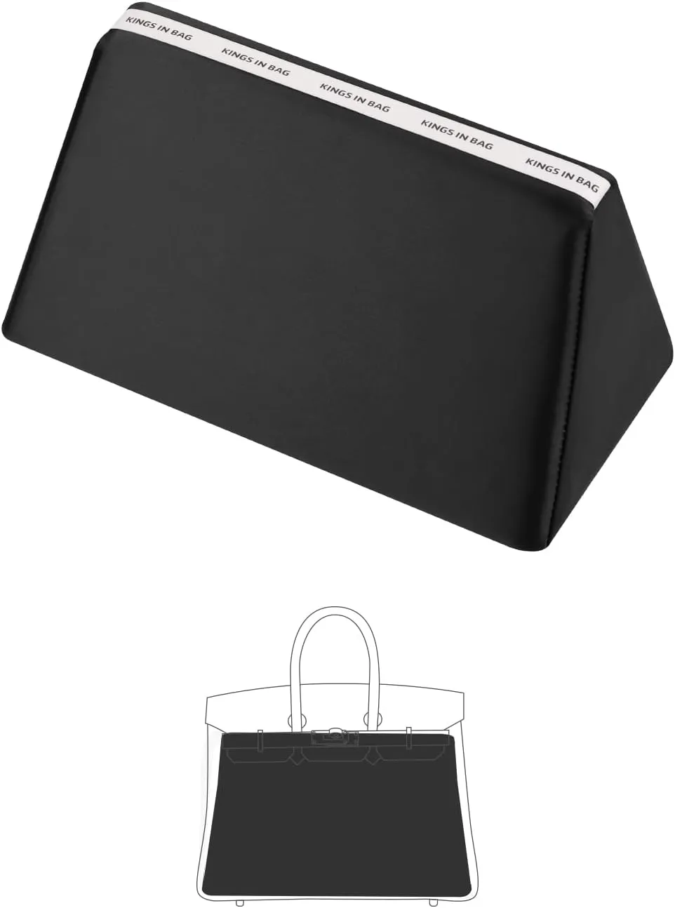 Purse Organizer Insert Pillow for BK, Lightweight Memory Foam Pillows with Soft Satin (Black, BK30)