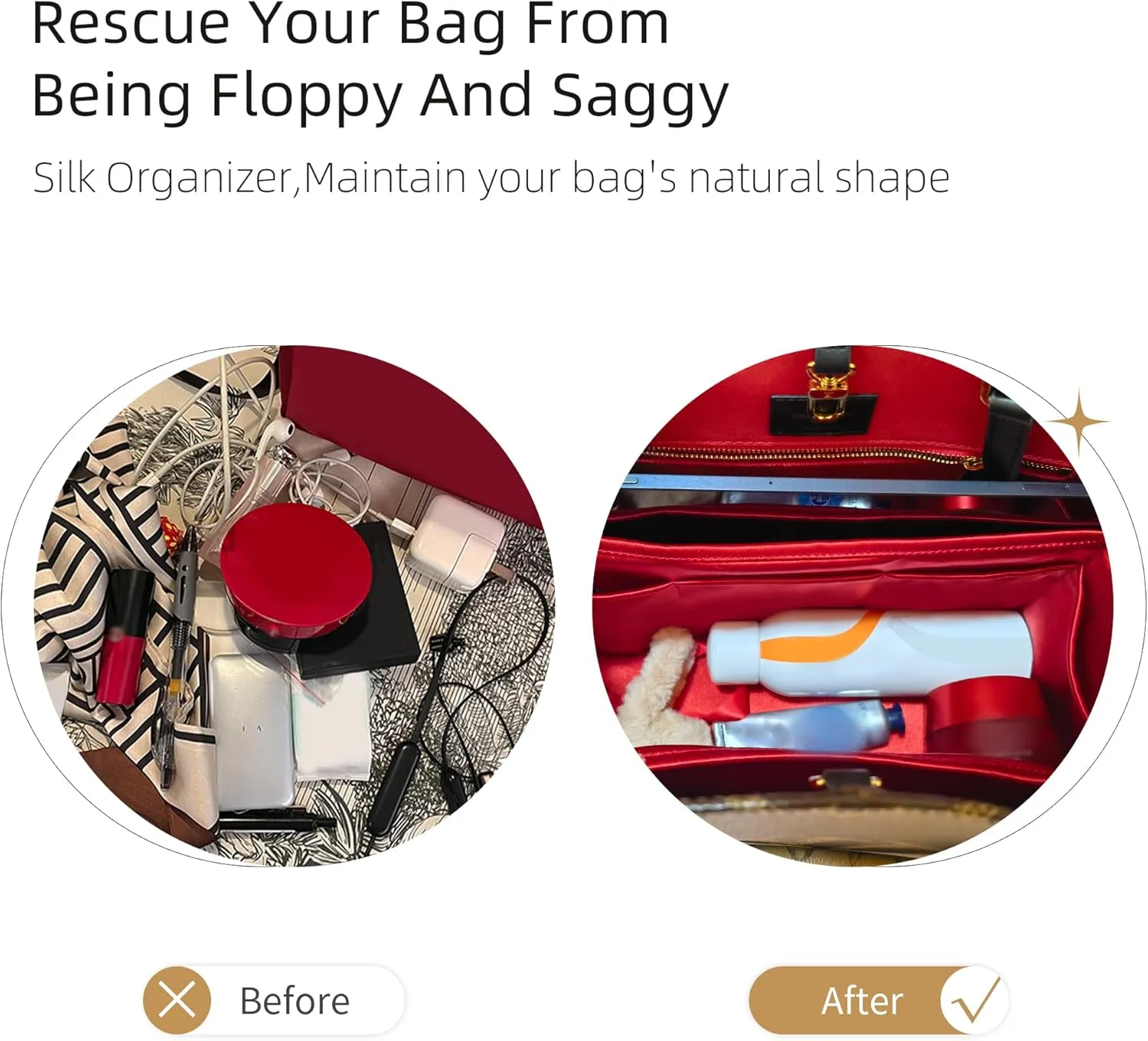 Purse Organizer with Zipper for LV OnTheGo BB/PM/MM/GM,Silky Smooth Insert,Lightweight Bag in Bag,Luxury Handbag Storage Accessories(MM with Zipper,Etoupe Grey)