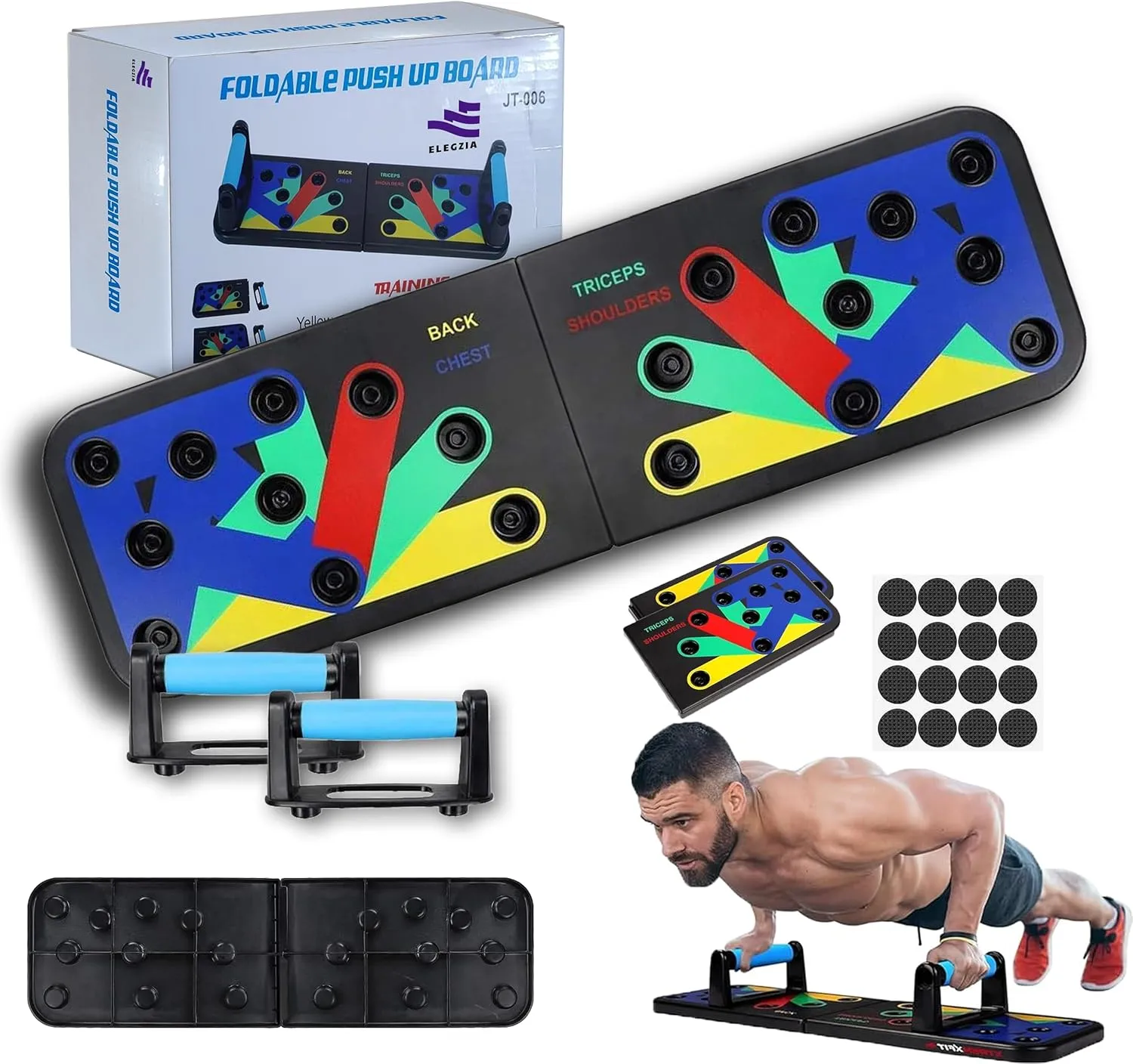 Push Up Board | Pushup Fitness Stand | Foldable Push Up Board for Men & Women | 9-in-1 Multifunctional Exercise Board | Strength Training Home Workout System | Perfect Pushup board
