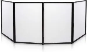 Pyle DJ Booth Foldable Cover Screen - Portable Event Facade Front Board Video Light Projector Display Scrim Panel with Folding Steel Frame Panel Stand, Stretchable Lycra Spandex - PDJFAC10 (White)