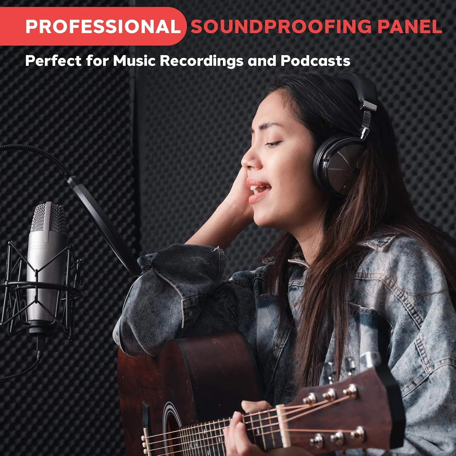 Pyle PSiP24 Acoustic Isolation Absorber Shield Sound Wall Panel Studio Foam and Dampening Wedge with Height Adjustable Stand,Charcoal Gray