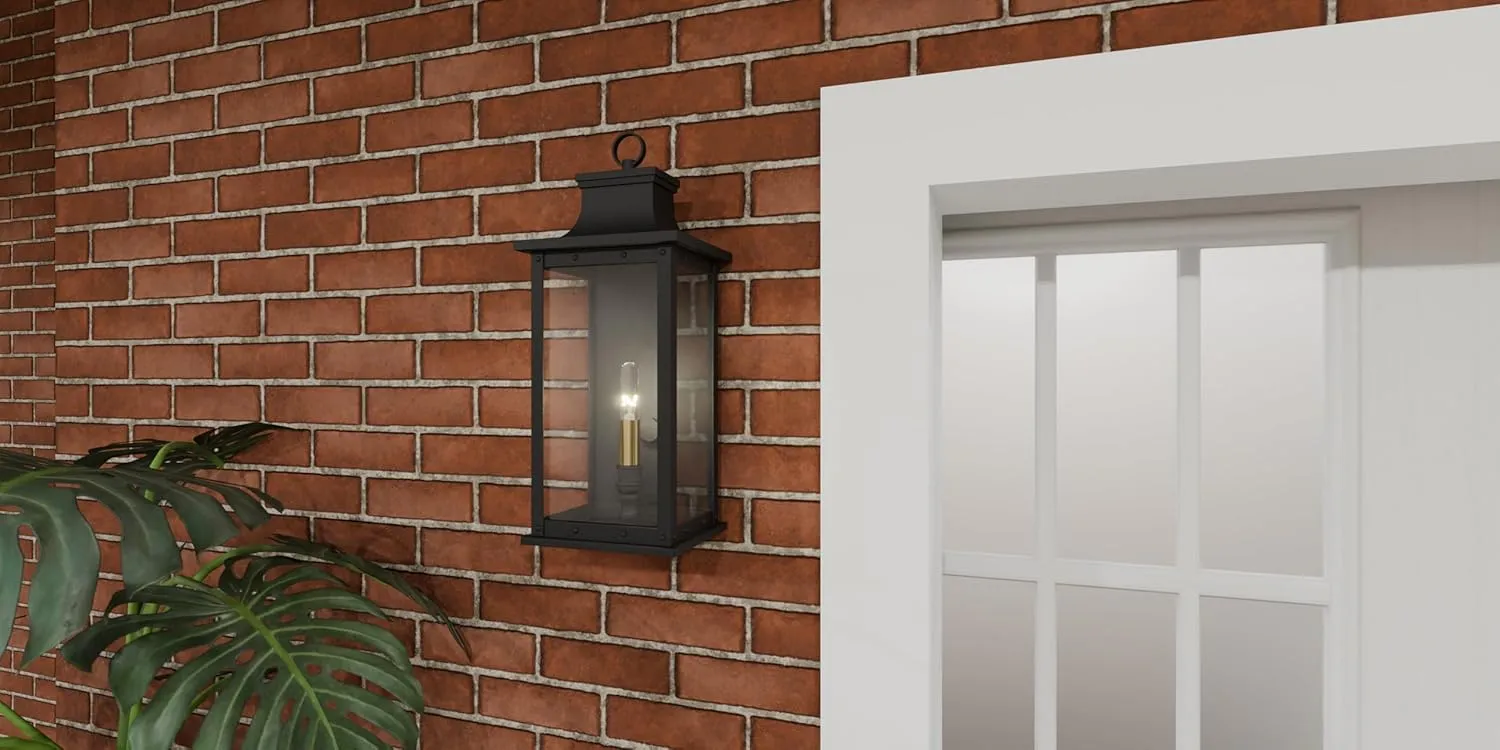 Quoizel Abernathy Outdoor Wall Lantern, Coastal Armour 15.5 Inch 3-Light Matte Black Wall Sconce, Industrial Style Exterior Wall Lantern Fixture, E12 Base, Outside Lights for Patio, Porch or Garage
