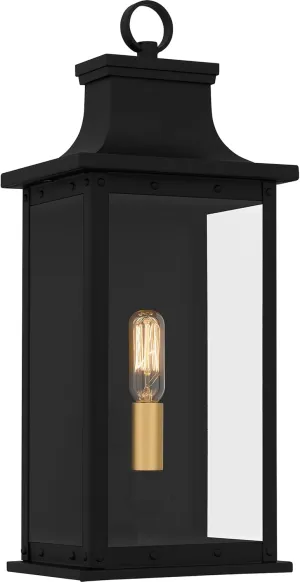 Quoizel Abernathy Outdoor Wall Lantern, Coastal Armour 15.5 Inch 3-Light Matte Black Wall Sconce, Industrial Style Exterior Wall Lantern Fixture, E12 Base, Outside Lights for Patio, Porch or Garage