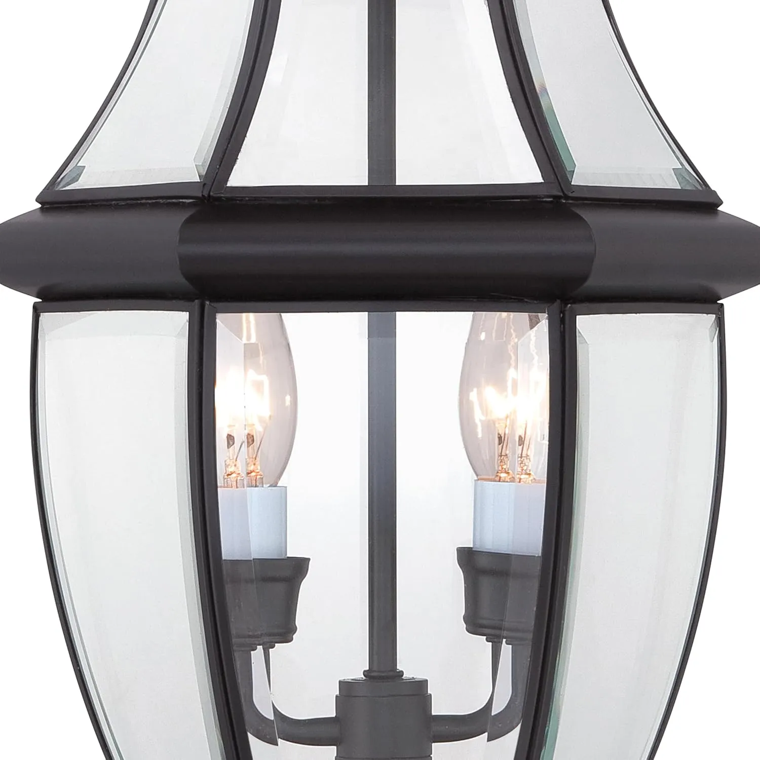 Quoizel Newbury Outdoor Post Lantern, 21 Inch 2-Light Mystic Black French Country Lamp Post, Outside Pole Light Fixture for Patio, Porch, Fences, Garden, Pool, Entryway or Driveway