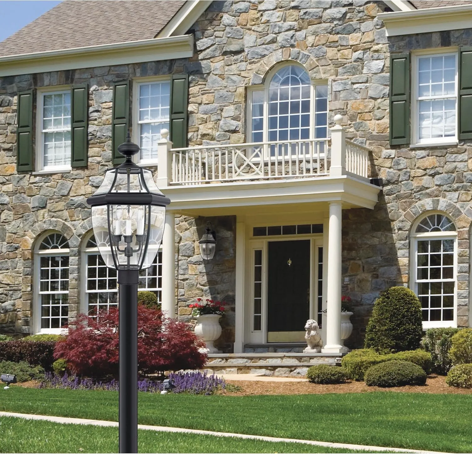 Quoizel Newbury Outdoor Wall Lantern, 20 Inch 2-Light Mystic Black Wall Sconce, French Country Exterior Wall Lantern Fixture, E12 Base, Clear Glass, Outside Lights for Patio, Porch, Garage or Yard
