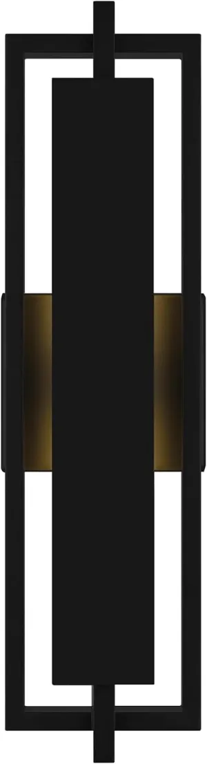 Quoizel Pointsett Outdoor Wall Lantern, 21 Inch Geometric Coastal Armour Matte Black Wall Sconce, Sleek Modern Light Fixture, Integrated LED, Outside Lights for Patio, Porch, Front Door or Garage