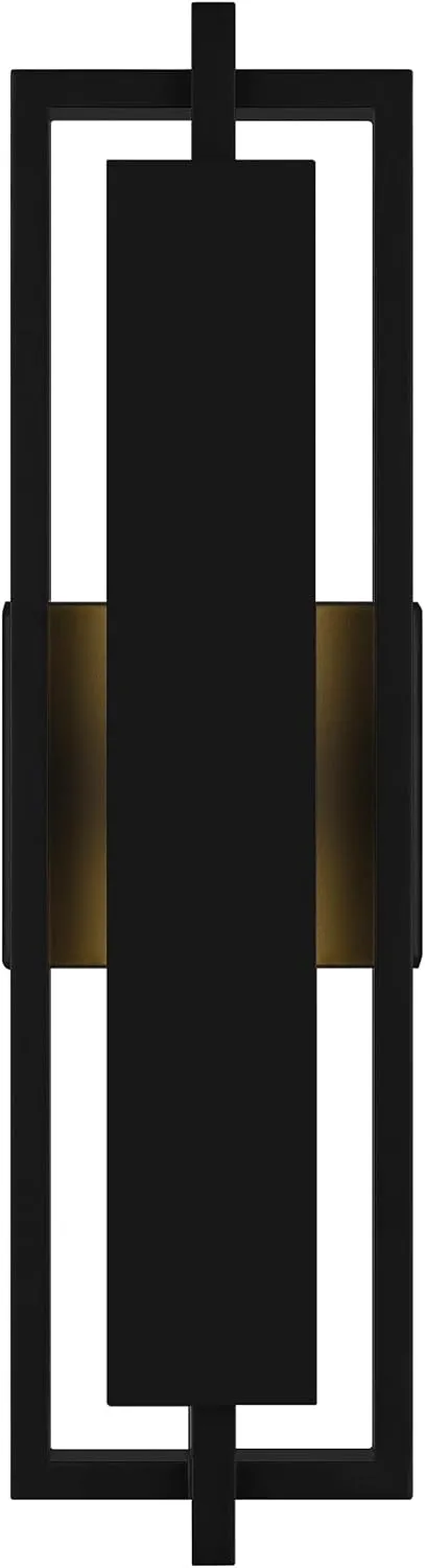 Quoizel Pointsett Outdoor Wall Lantern, 21 Inch Geometric Coastal Armour Matte Black Wall Sconce, Sleek Modern Light Fixture, Integrated LED, Outside Lights for Patio, Porch, Front Door or Garage