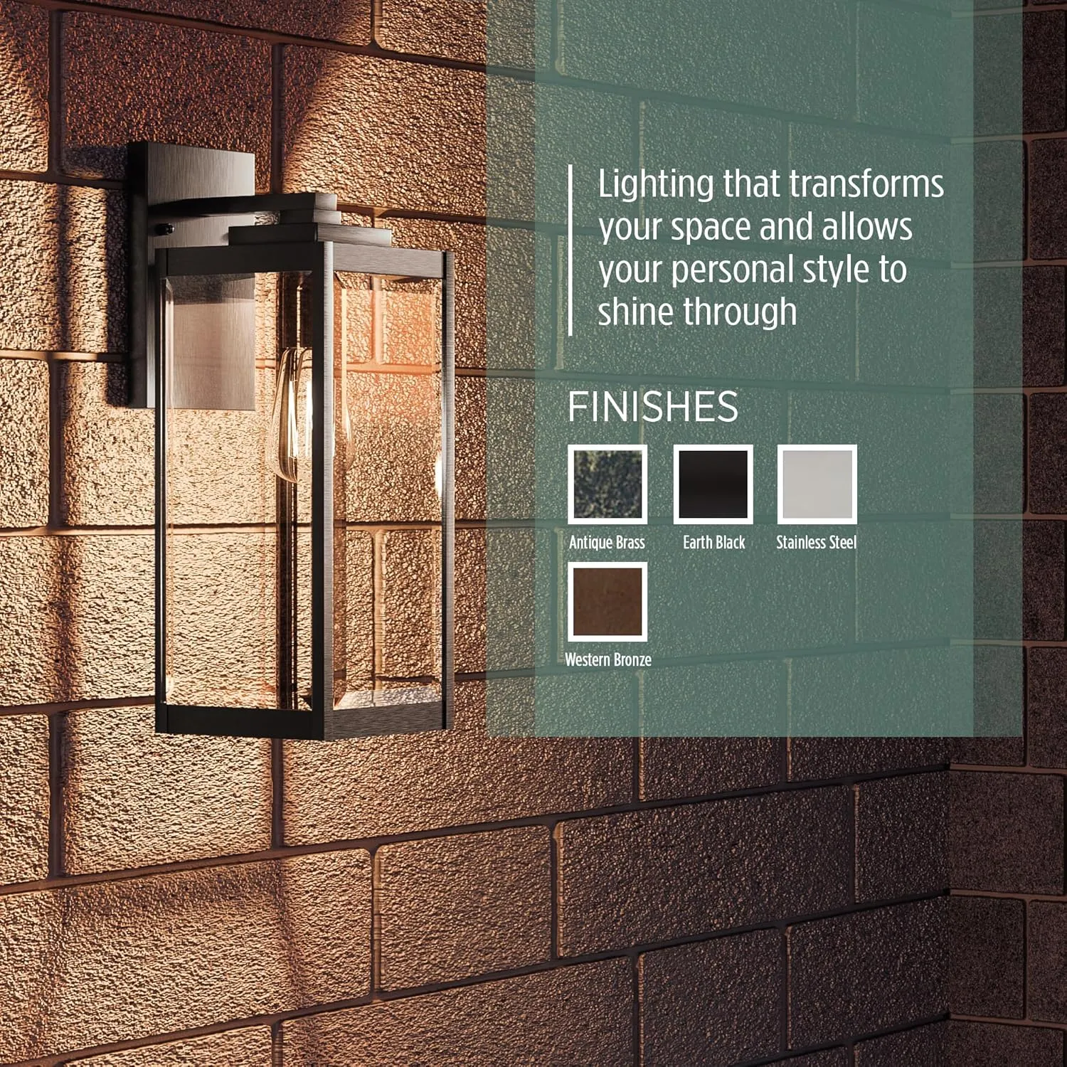 Quoizel Westover Modern Wall Sconce, 17 Inch Earth Black 1-Light Outdoor Light Fixture, Clear Beveled Glass Wall Lantern, 100 W, Industrial Design Wall Light for Porch, Patio, Gazebo or Yard