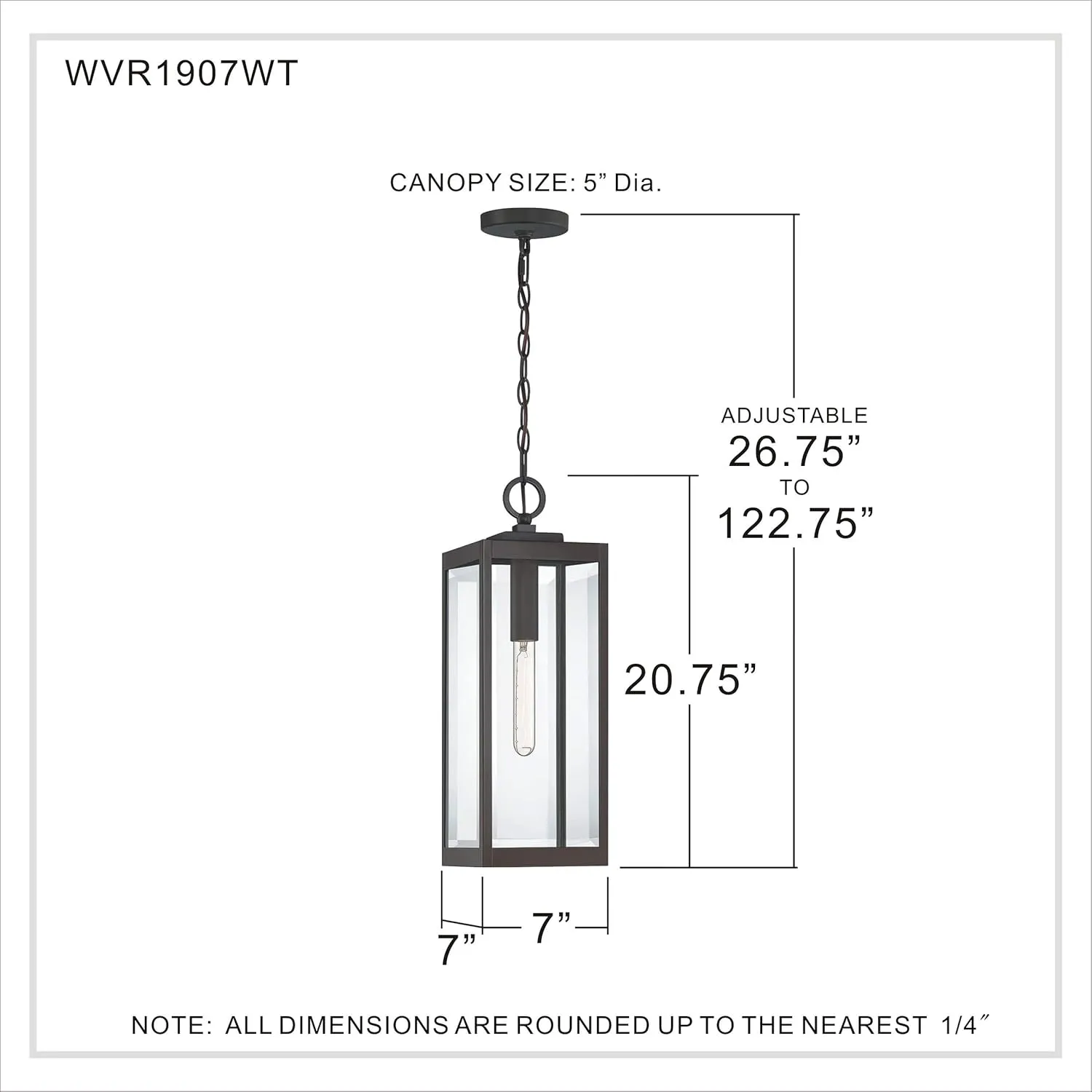 Quoizel Westover Outdoor Hanging Lantern, 21 Inch 1-Light Western Bronze Modern Ceiling Mount Light, Clear Beveled Glass, Max Hanging Height 122", Outside Lights for Patio, Porch, Entry or Gazebo