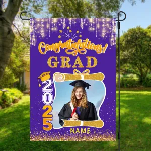 raduation arden Fla with Photo Class of 2025 Conrats rad Double Sided Yard Fla Decorative ifts(Orane)