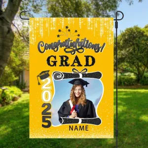 raduation arden Fla with Photo Class of 2025 Conrats rad Double Sided Yard Fla Decorative ifts(Orane)