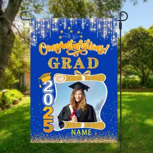 raduation arden Fla with Photo Class of 2025 Conrats rad Double Sided Yard Fla Decorative ifts(Orane)