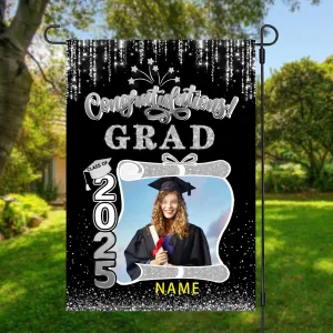 raduation arden Fla with Photo Class of 2025 Conrats rad Double Sided Yard Fla Decorative ifts(Orane)