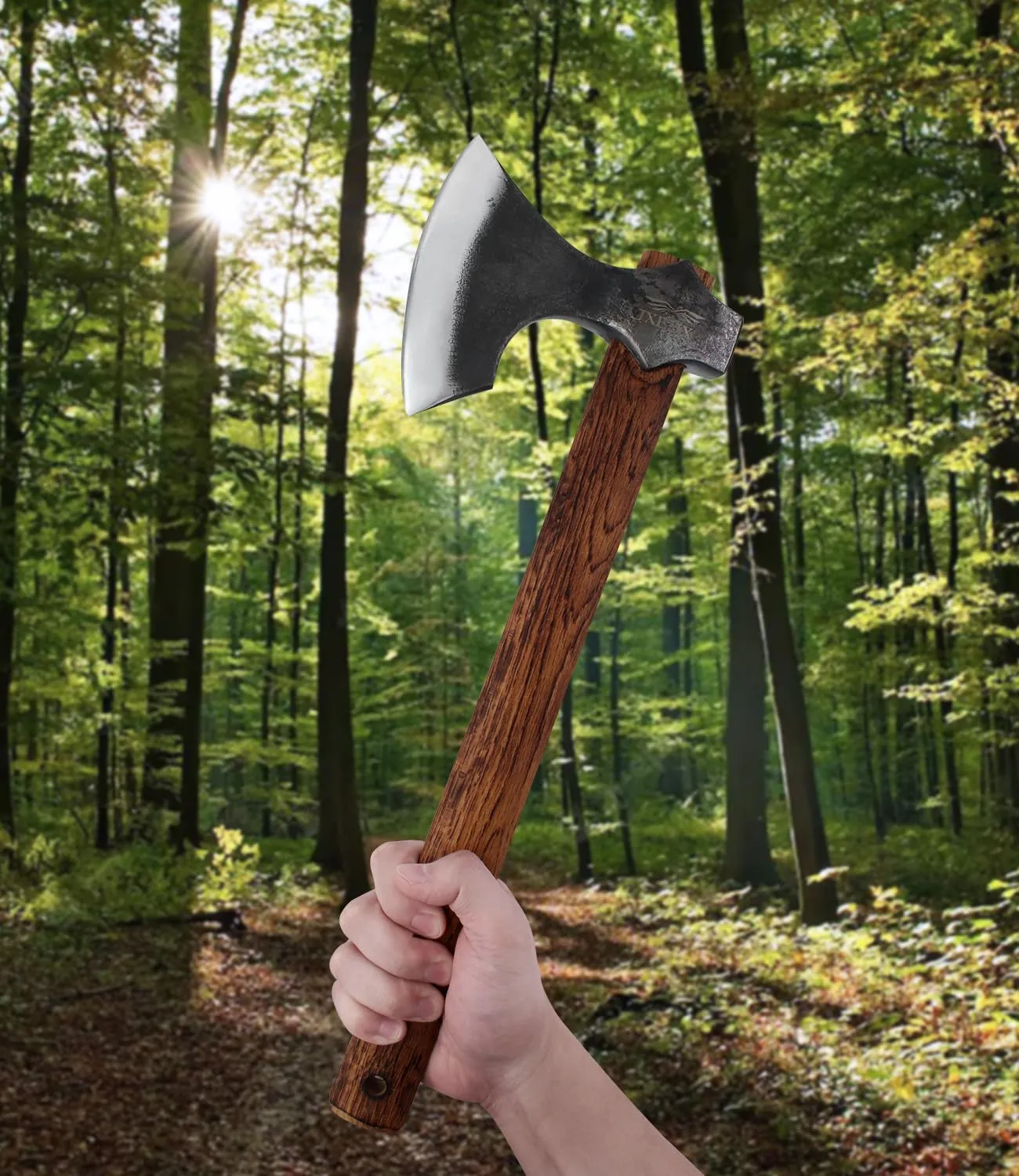 Raider's Unadorned Throwing Axe with Beechwood Handle