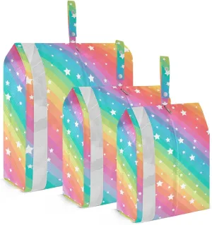 Rainbow with Stars Travel Storage Bag with Lanyard - Portable Lightweight Classified Storage Bag with Zipper, Dust and Waterproof Travel Packing Cube for Suitcase,3 Pieces