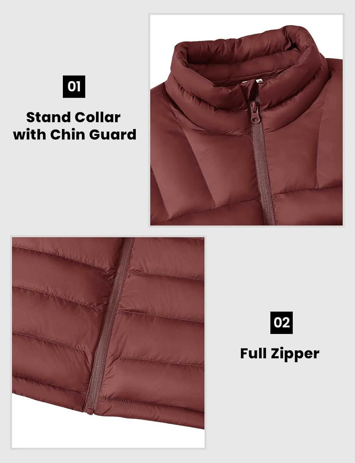 Rdruko Men's Puffer Packable Lightweight Jacket Winter Windproof Down Alternative Stand Collar Coat