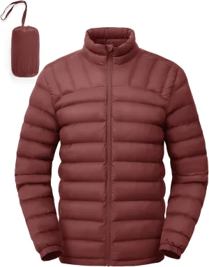Rdruko Men's Puffer Packable Lightweight Jacket Winter Windproof Down Alternative Stand Collar Coat