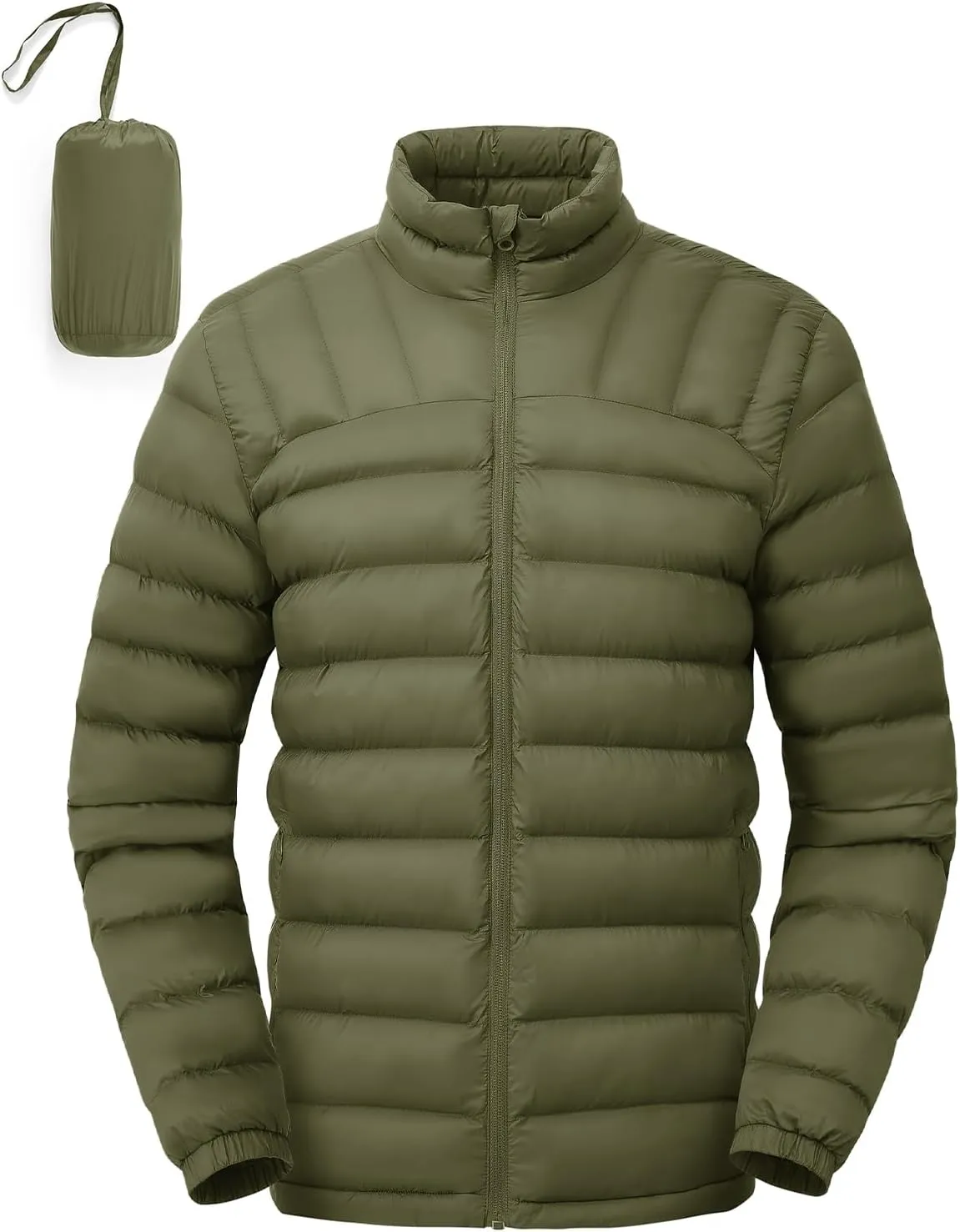 Rdruko Men's Puffer Packable Lightweight Jacket Winter Windproof Down Alternative Stand Collar Coat