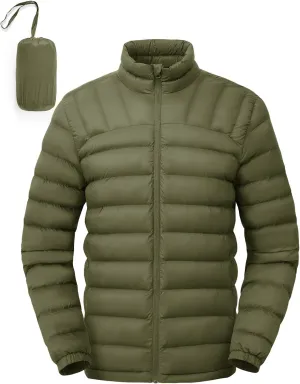 Rdruko Men's Puffer Packable Lightweight Jacket Winter Windproof Down Alternative Stand Collar Coat