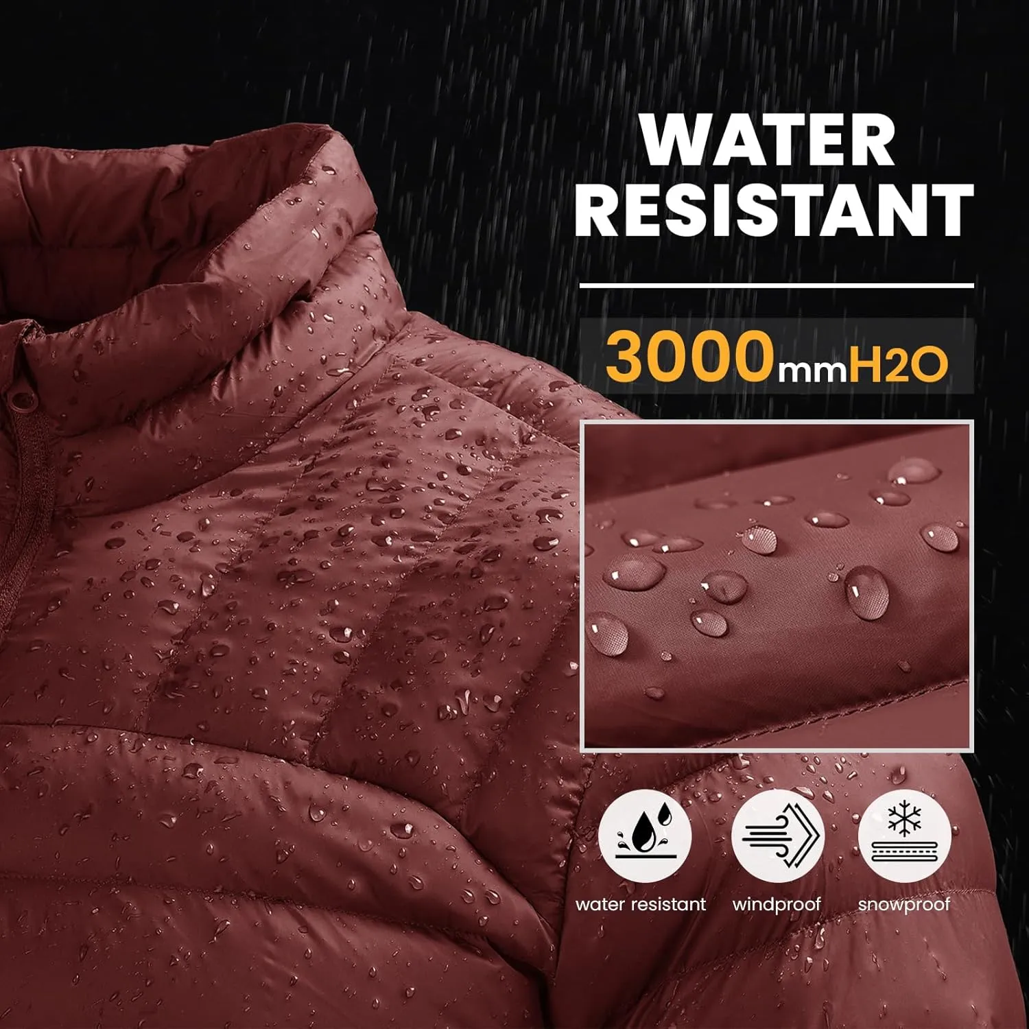 Rdruko Men's Puffer Packable Lightweight Jacket Winter Windproof Down Alternative Stand Collar Coat
