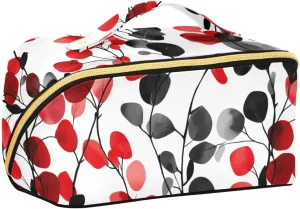 Red and Black Eucalyptus White Travel Bag with dividers Lightweight Large Capacity Travel Cosmetic Bag Travel-Size Accessories