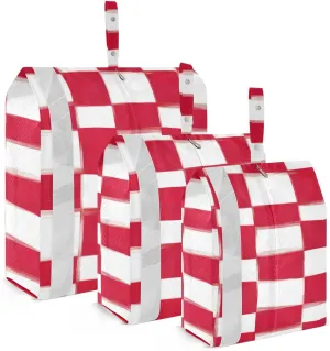 Red and White Chess Travel Storage Bag with Lanyard - Portable Lightweight Classified Storage Bag with Zipper, Dust and Waterproof Travel Packing Cube for Suitcase,3 Pieces