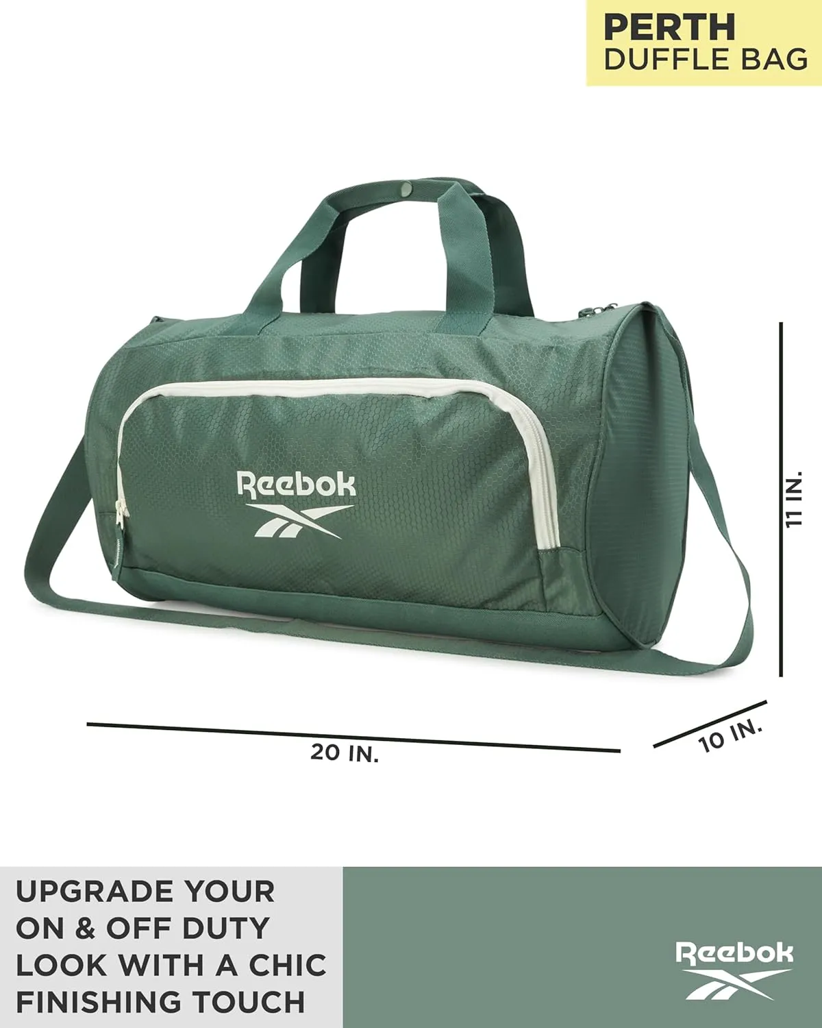 Reebok Duffle Bag - Unisex Lightweight Gym, Sports and Travel Carry On Weekender Bag for Men and Women, Size One Size, Perth II Green