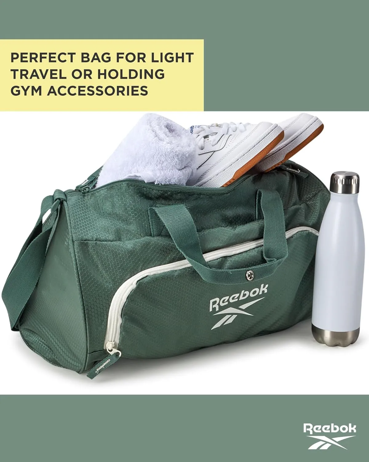Reebok Duffle Bag - Unisex Lightweight Gym, Sports and Travel Carry On Weekender Bag for Men and Women, Size One Size, Perth II Green