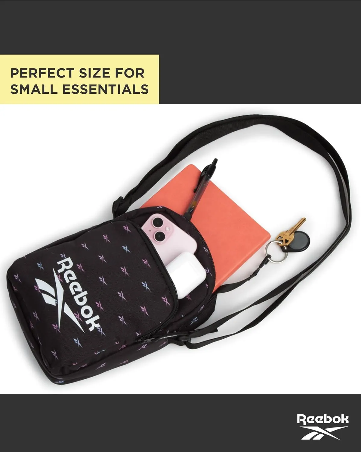 Reebok Womens Crossbody Bag - Lightweight Small Crossbody Bags for Women, Compact Casual Sling Shoulder Bag for Everyday Use