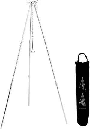 Restokki Portable Hanging Pot Grill Stand Pot Tripod, Cookware Accessory for Camping Picnics High Temperature Resistance