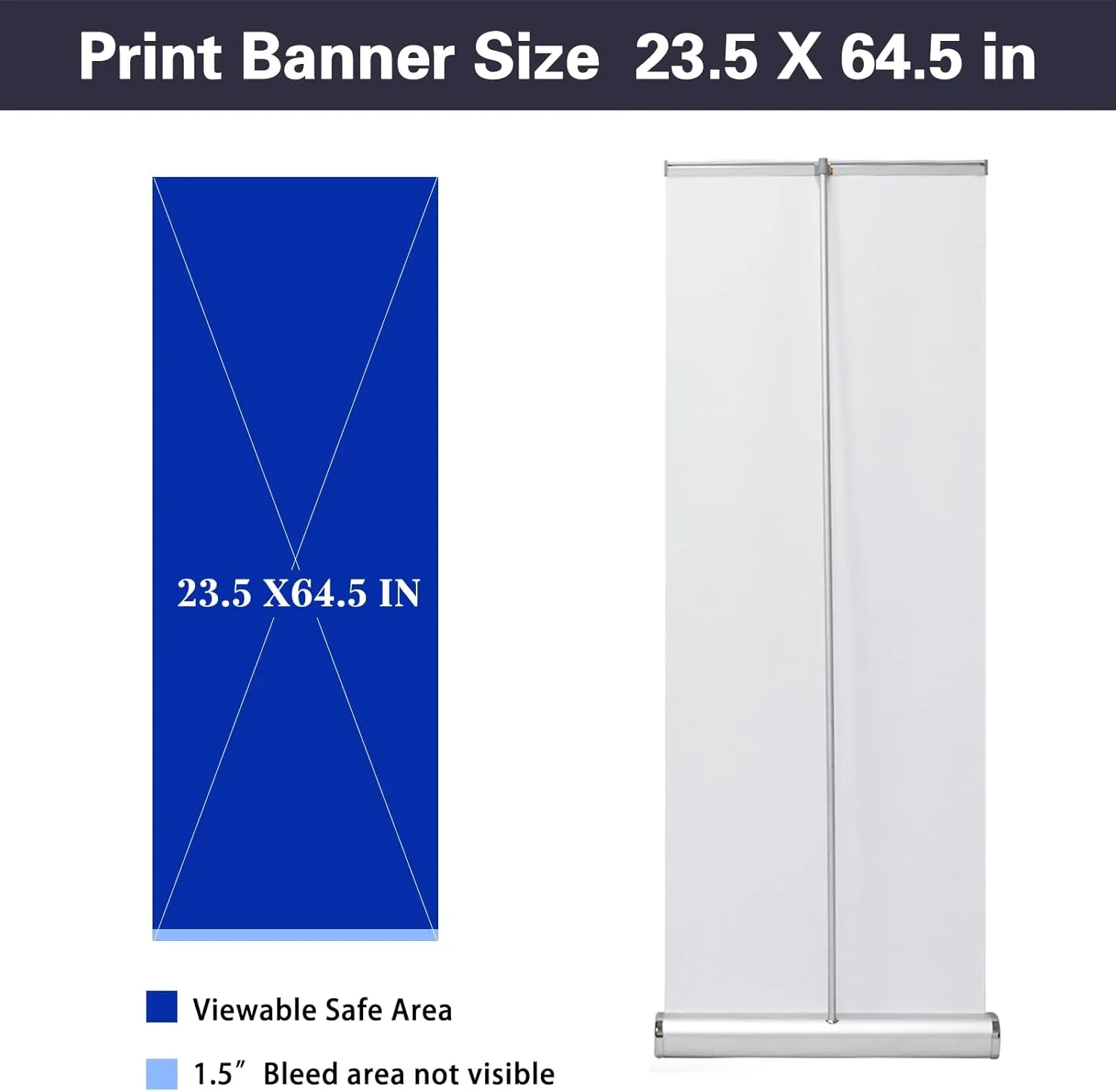Retractable Banner Stand - 24x63 Inch, Aluminum, Water Drop Base, Includes Canvas Bag, Ideal for Trade Shows & Displays