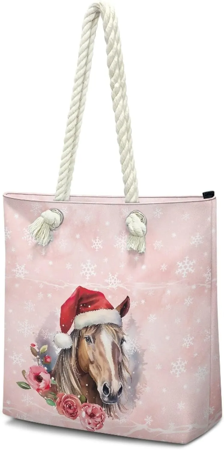 Reusable Grocery Bags Large Capacity Zipper Tote Bag Lightweight Beach Tote for Women