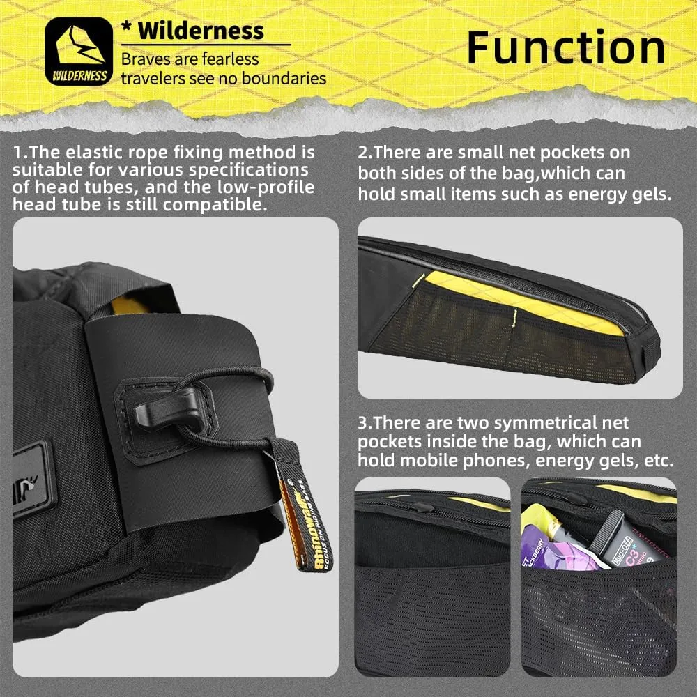 Rhinowalk Bicycle Top Tube Bag Bike Front Frame Bag Waterproof Extra Long Cycling Accessories Upper Pipe Nylon Pouch Pack for Mountain Road Bike