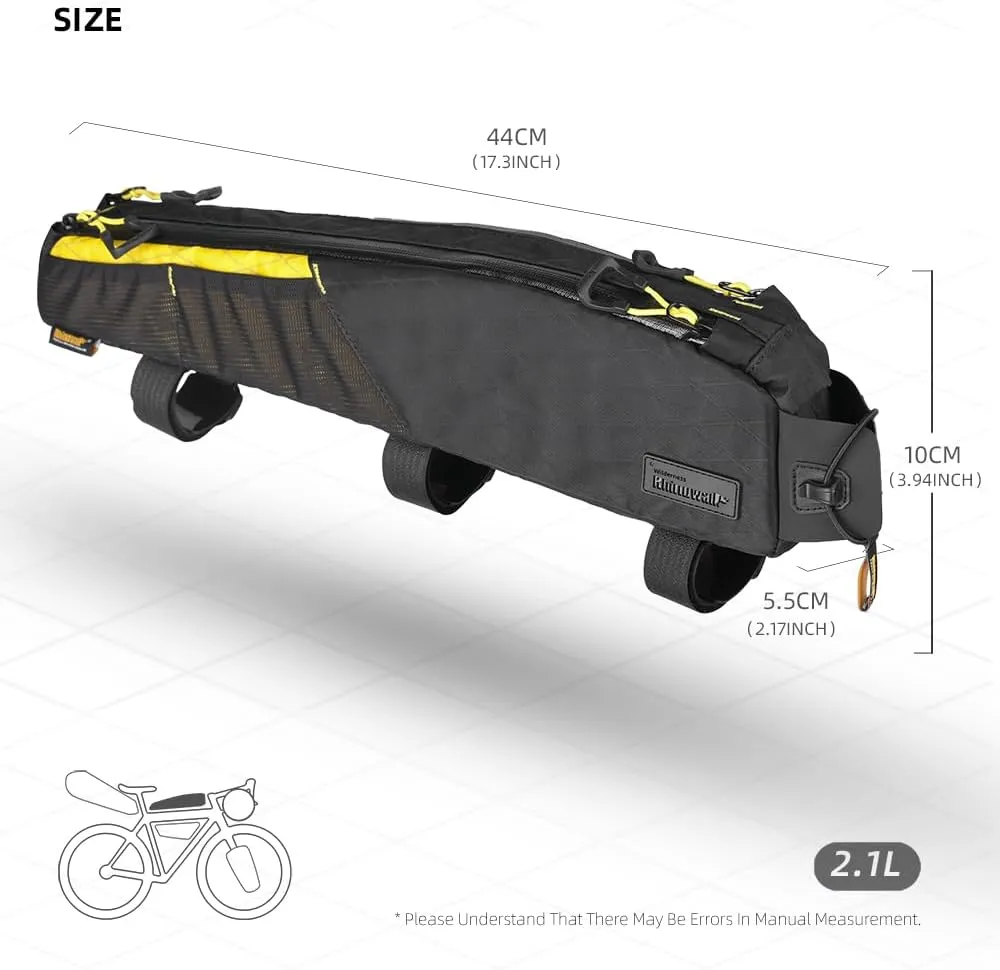 Rhinowalk Bicycle Top Tube Bag Bike Front Frame Bag Waterproof Extra Long Cycling Accessories Upper Pipe Nylon Pouch Pack for Mountain Road Bike