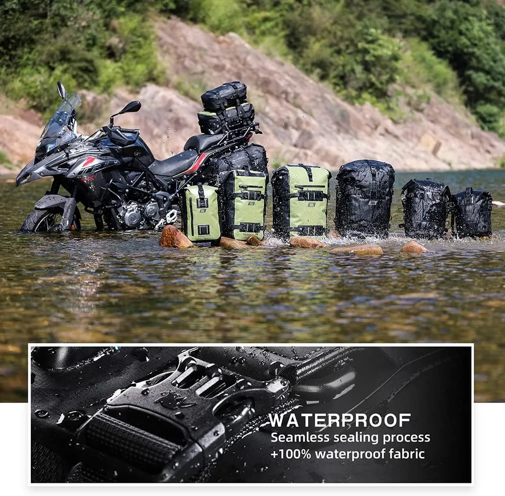 Rhinowalk Motorcycle Tail Bag Motorbike Side Bag 30L Full Waterproof Motor Saddle Pannier Bag Rear Rack Trunk Professional Motor Accessories-Black