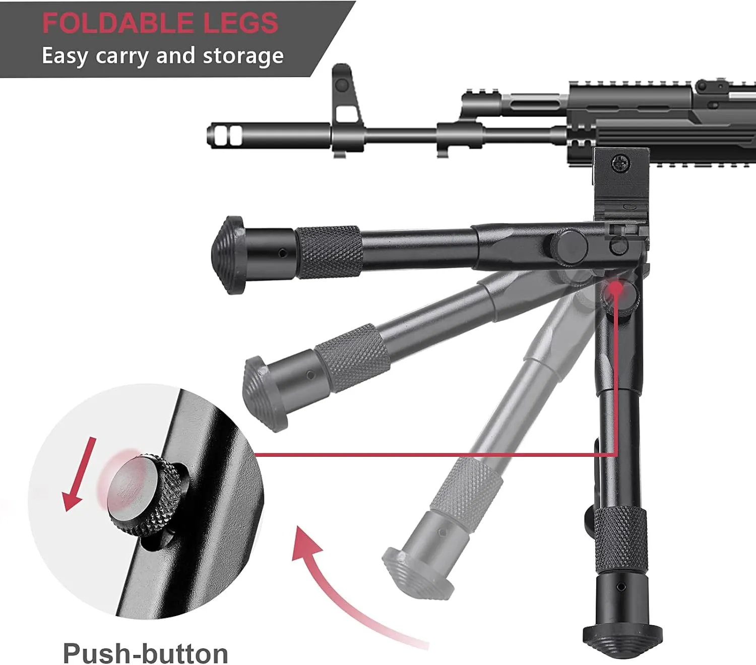 Rifle Bipod, Universal Foldable Lightweight Bipod for Hunting and Shooting