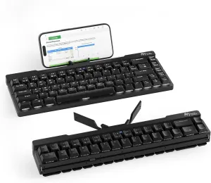 RK ROYAL KLUDGE F68 60% Foldable Low Profile Mechanical Keyboard, Wireless Mechanical Keyboard with Aluminum Body, Built-in Stand Holder, White Backlit, 68 Keys