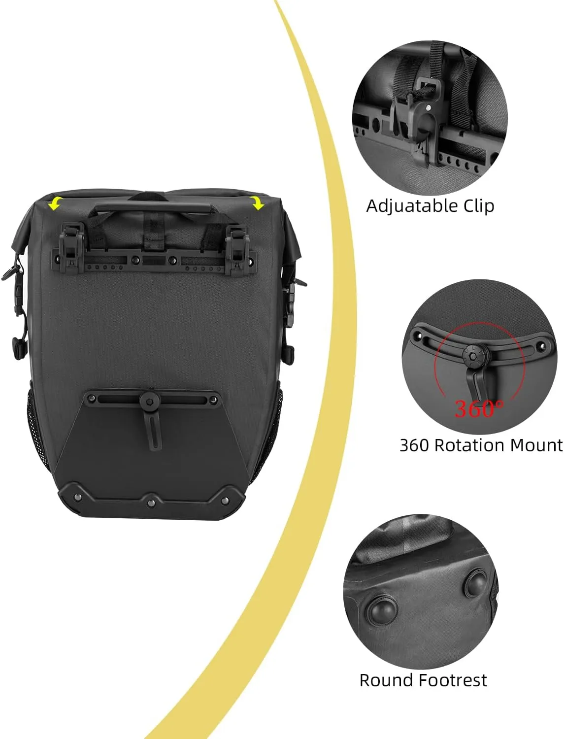 ROCKBROS Bike Pannier Waterproof 27L Large Capacity Bike Bag Rear Rack Bicycle Pannier Bag Waterproof for Grocery Touring Cycling Upgrade Black * 2