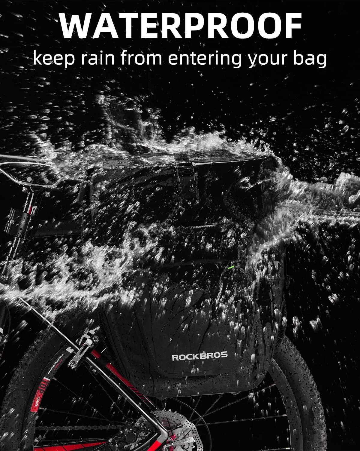 ROCKBROS Bike Pannier Waterproof 27L Large Capacity Bike Bag Rear Rack Bicycle Pannier Bag Waterproof for Grocery Touring Cycling Upgrade Black * 2