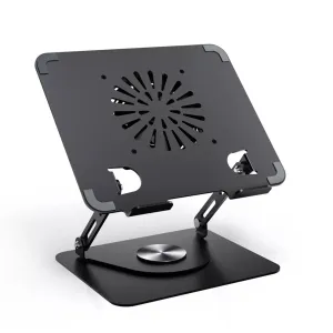 Rotating Bracket with Cooling Fan Foldable Laptop Stand Ergonomic Riser 360°