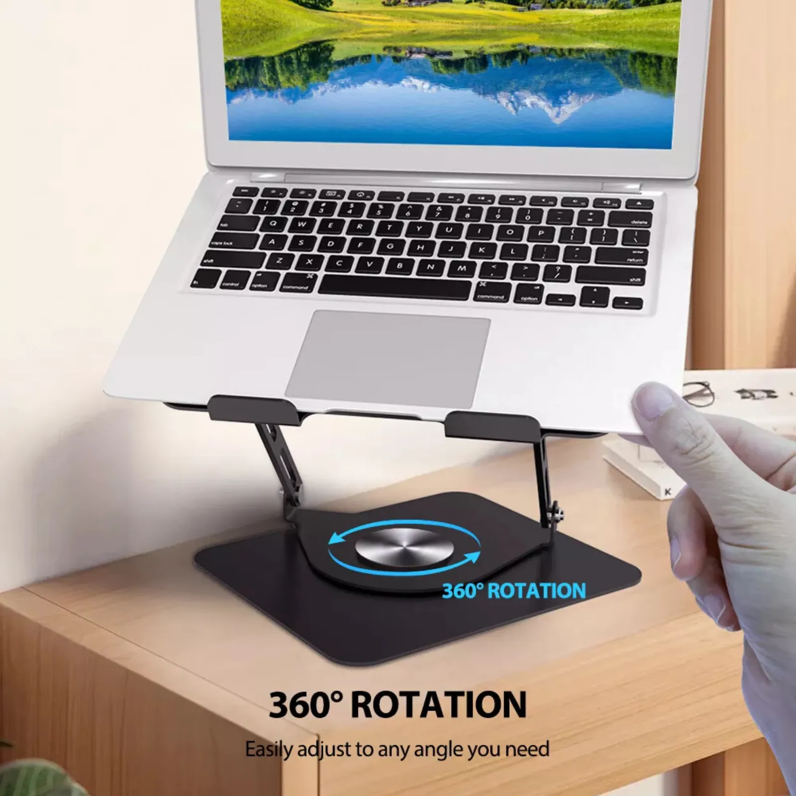 Rotating Bracket with Cooling Fan Foldable Laptop Stand Ergonomic Riser 360°