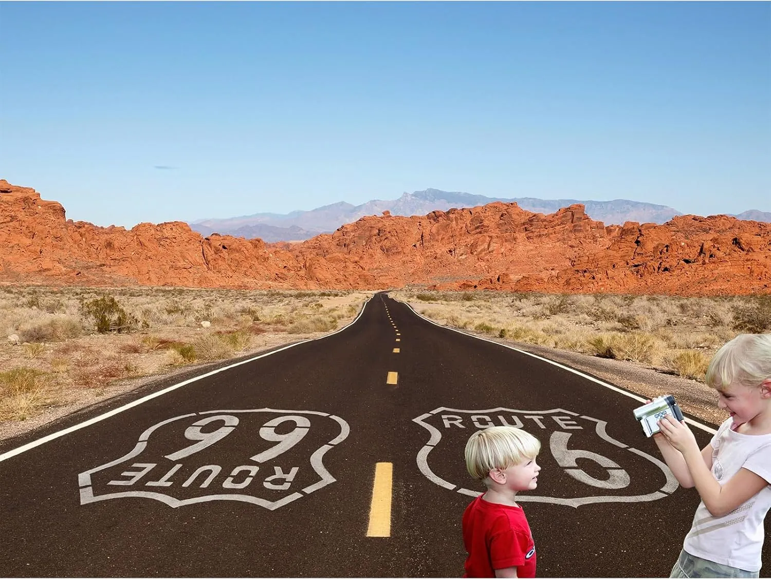 Route 66 Background National Scenic Desert Byway Road Backdrop for Road Trip Party Backdrop Travel Theme Birthday Banner Men Kids Photo-Shoot Artistic Portrait Props Background 10x6.5ft