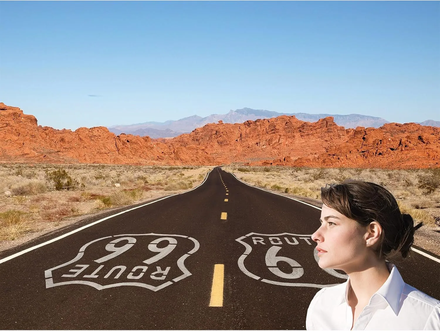 Route 66 Background National Scenic Desert Byway Road Backdrop for Road Trip Party Backdrop Travel Theme Birthday Banner Men Kids Photo-Shoot Artistic Portrait Props Background 10x6.5ft