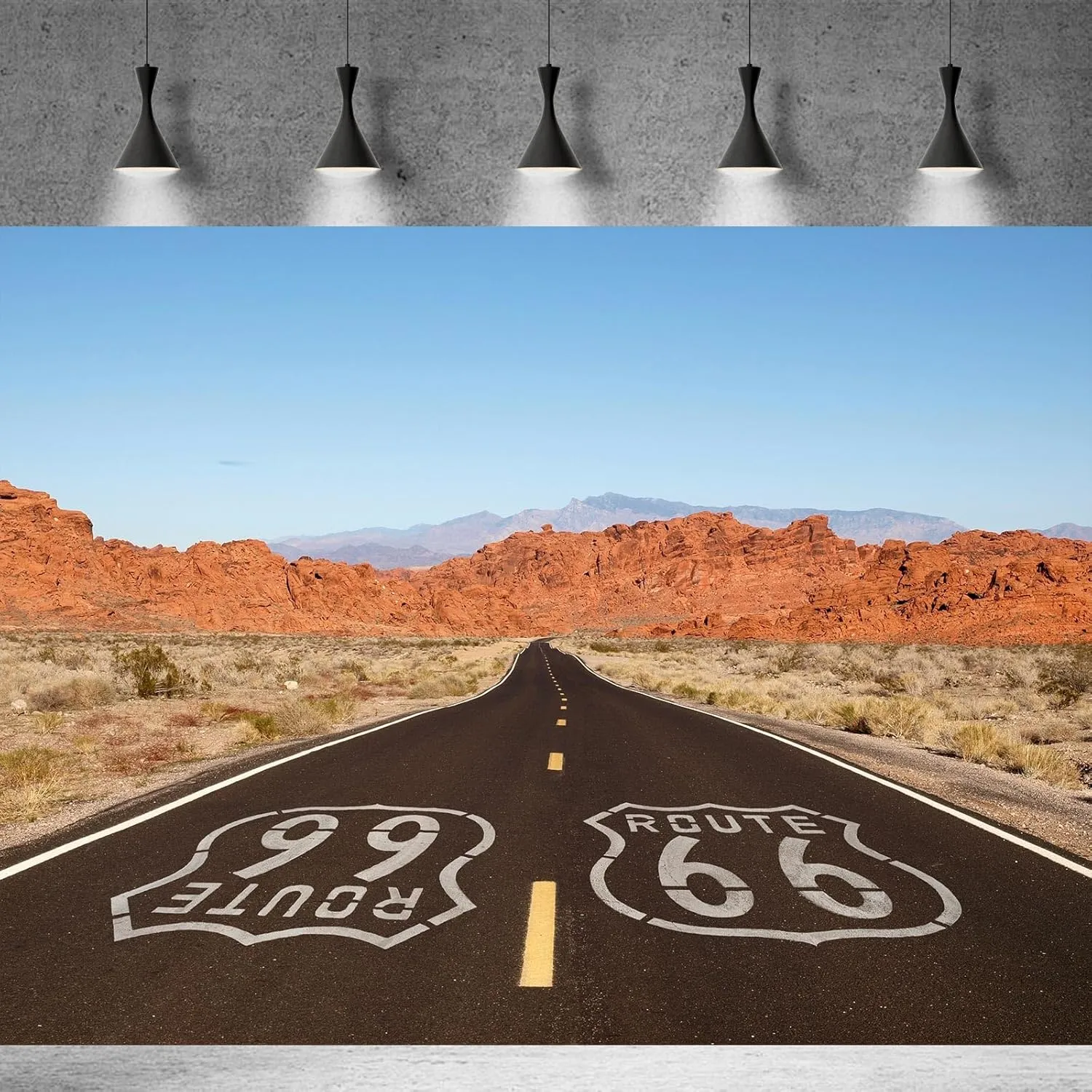 Route 66 Background National Scenic Desert Byway Road Backdrop for Road Trip Party Backdrop Travel Theme Birthday Banner Men Kids Photo-Shoot Artistic Portrait Props Background 10x6.5ft