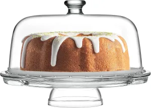 Royalty Art Cake Stand with Dome, 6-in-1 Multifunctional Glass Serving Platter for Cakes, Desserts, Fruits, Snacks, Pastries, Appetizers - Elegant Pedestal Display, Durable Italian-Made Glass - Made in Italy