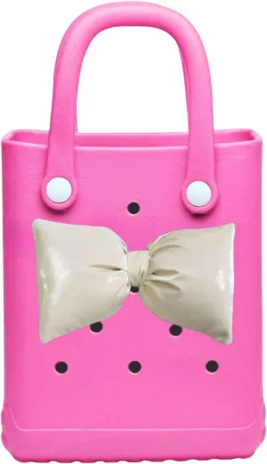 Rubber Tote Bag, Mini Rubber Beach Bag, Lightweight Washable Tote for Beach Pool Travel