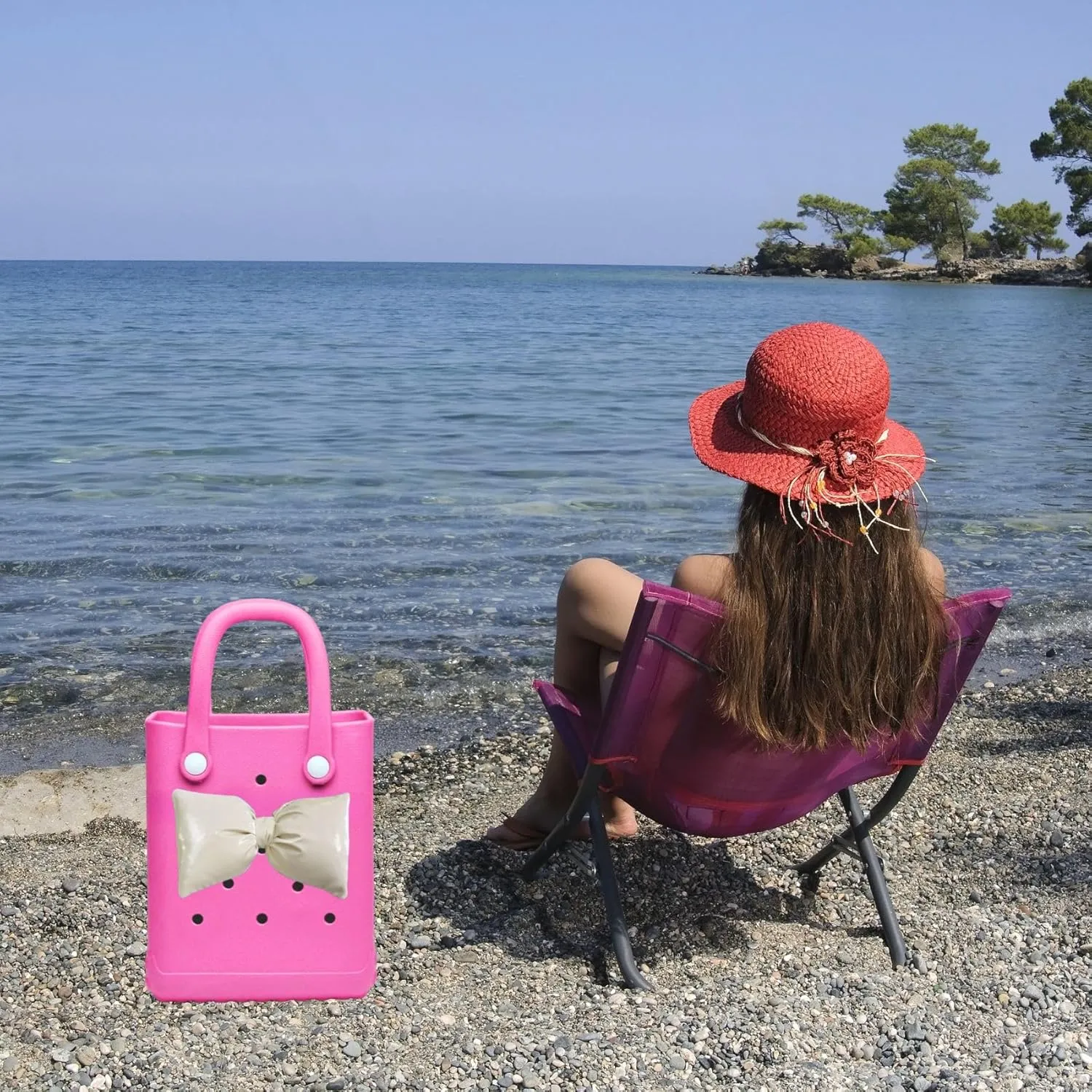 Rubber Tote Bag, Mini Rubber Beach Bag, Lightweight Washable Tote for Beach Pool Travel
