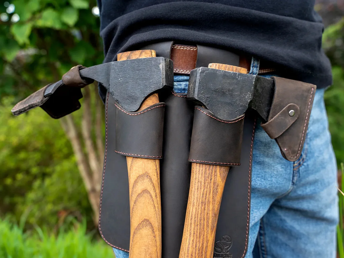 S-AX1/AX2 - 2-In-1 Leather Hatchet Adze Holder Holster With Belt Loops